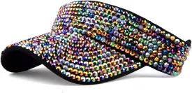 Gudessly Shiny Rhinestones Sport Sun Visor Adjustable Summer Cap Visor Caps for Women Men