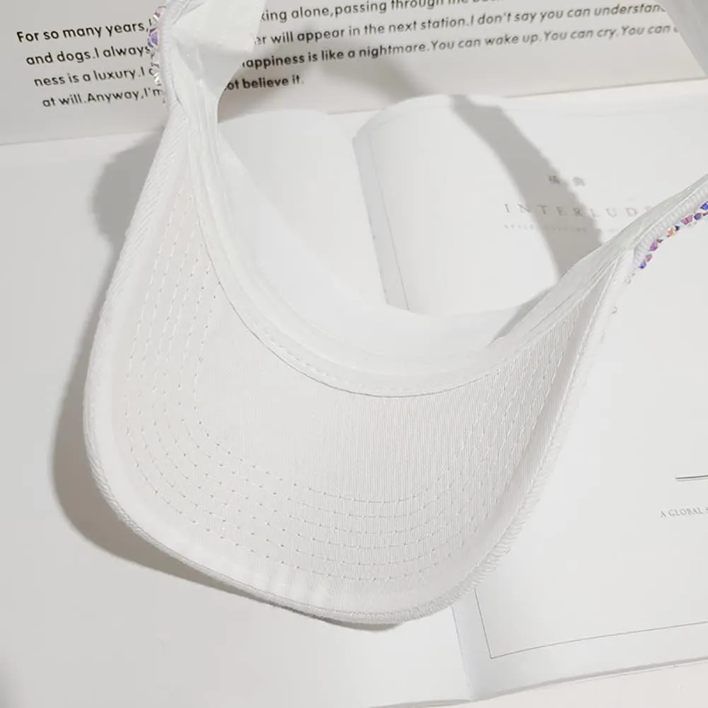 Gudessly Shiny Rhinestones Sport Sun Visor Adjustable Summer Cap Visor Caps for Women Men