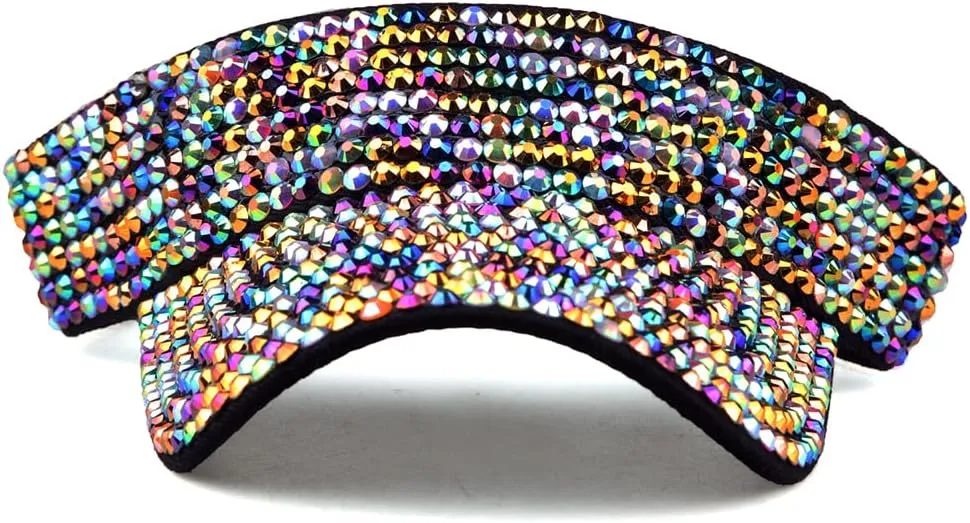 Gudessly Shiny Rhinestones Sport Sun Visor Adjustable Summer Cap Visor Caps for Women Men