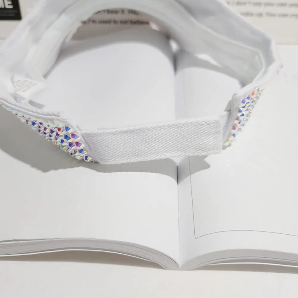 Gudessly Shiny Rhinestones Sport Sun Visor Adjustable Summer Cap Visor Caps for Women Men