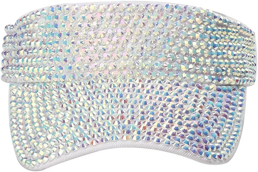 Gudessly Shiny Rhinestones Sport Sun Visor Adjustable Summer Cap Visor Caps for Women Men