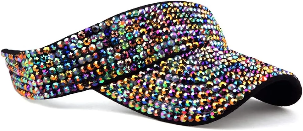 Gudessly Shiny Rhinestones Sport Sun Visor Adjustable Summer Cap Visor Caps for Women Men