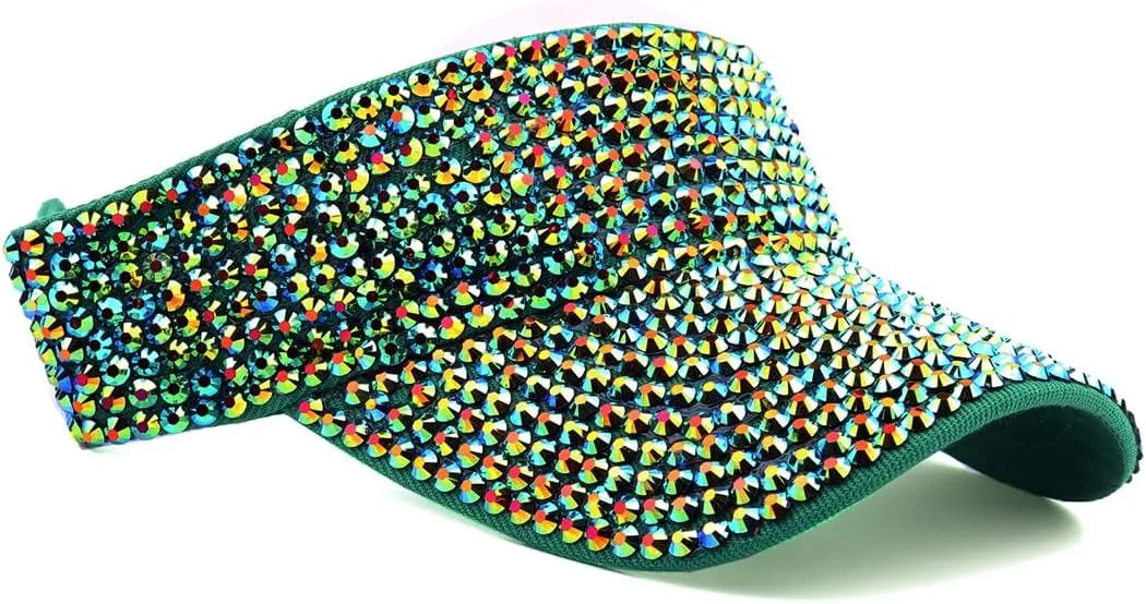Gudessly Shiny Rhinestones Sport Sun Visor Adjustable Summer Cap Visor Caps for Women Men