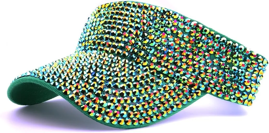Gudessly Shiny Rhinestones Sport Sun Visor Adjustable Summer Cap Visor Caps for Women Men