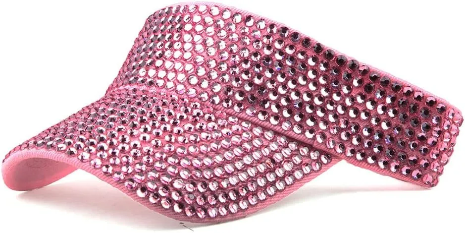 Gudessly Shiny Rhinestones Sport Sun Visor Adjustable Summer Cap Visor Caps for Women Men