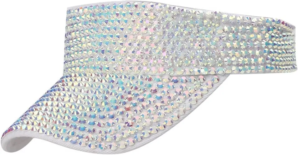 Gudessly Shiny Rhinestones Sport Sun Visor Adjustable Summer Cap Visor Caps for Women Men