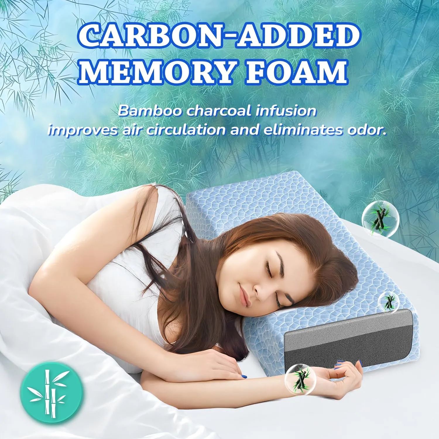 HARBOREST Cooling Cube Pillow - Side Sleeper Pillow for Neck and Shoulder Pain, Memory Foam Pillow Cube Pro with Adjustable Firmness,24"x12"x5", Blue