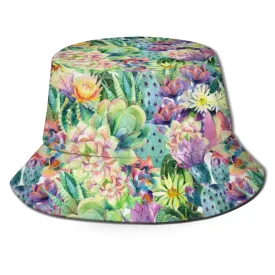 Hats for Men Outdoors Bucket Hat Fish Cap Men Wide Brim Sun Hat, Wilder California Prickly Pear Cactus Flowers Floral