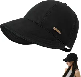 huablo]UPF 50 Womens Sun Hat UV Protection Hiking Fishing Hats Wide Brim Hat Adjustable Ponytail Packable Sun Cap