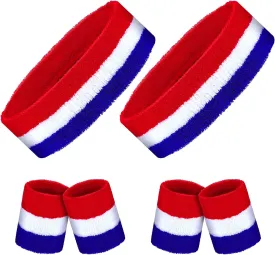 Hungdao 6 Pieces Sweatband Set Sports Headband Wristband Set Head Band Wristbands Sweat Bands for Basketball Football Running