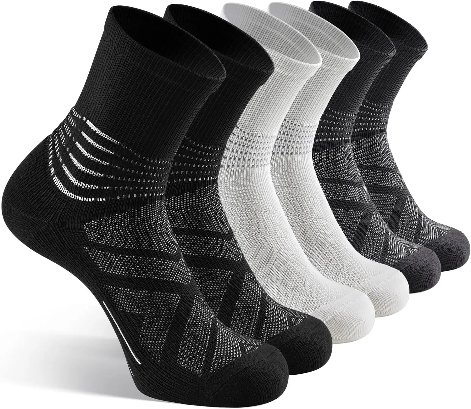 IRAMY Compression Ankle Support Crew Socks Men Women Coolmax Wicking Plantar Fasciitis Relief Running Hiking Socks 3 Pairs