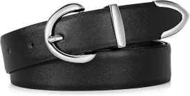 JASGOOD Women Leather Belt Fashion Ladies Waist Belt for Jeans Casual Faux Leather Belt with Gold Buckle