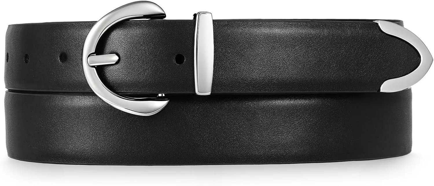 JASGOOD Women Leather Belt Fashion Ladies Waist Belt for Jeans Casual Faux Leather Belt with Gold Buckle