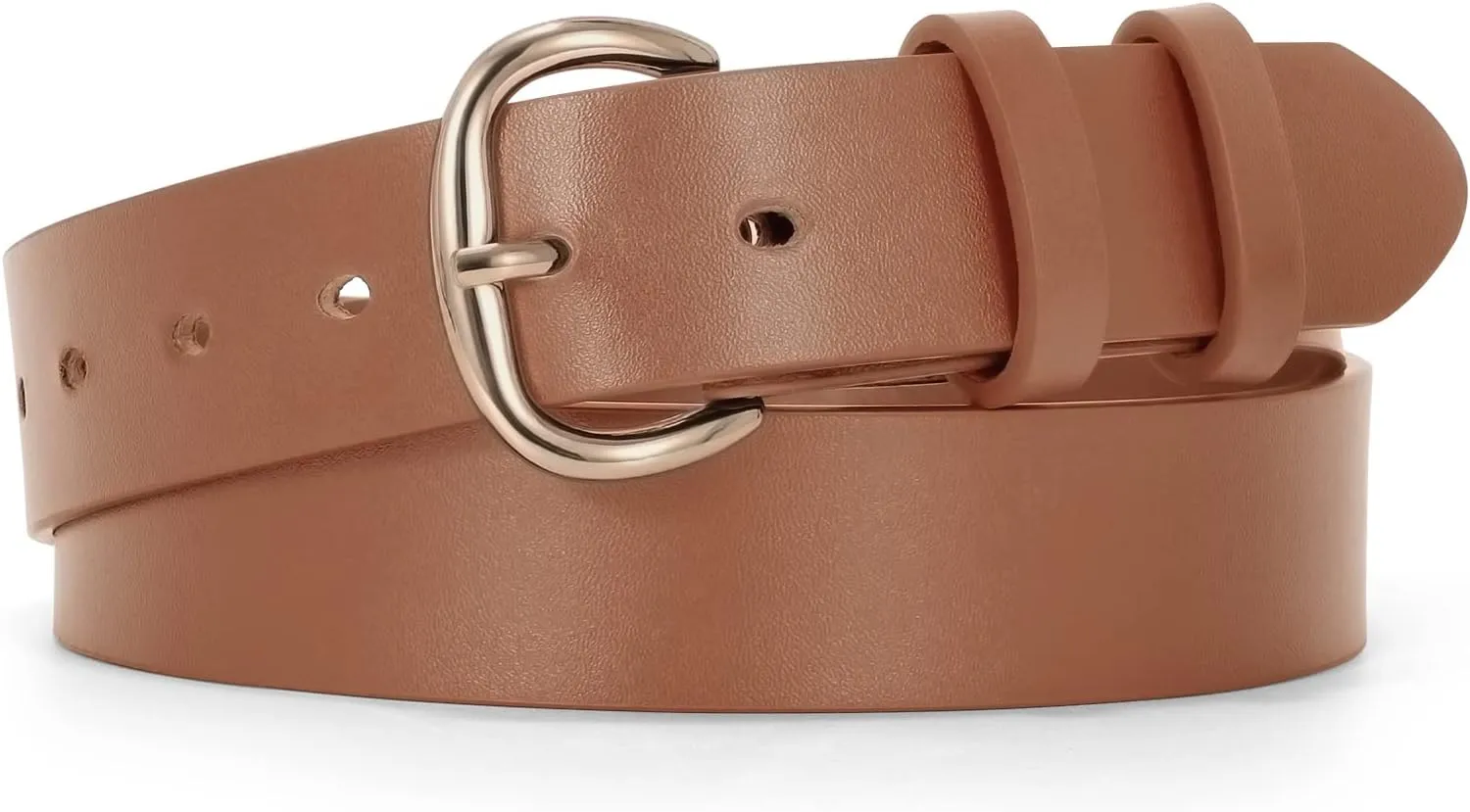 JASGOOD Women Leather Belt for Jeans Pants Gold Buckle Lady Casual Dress Waist Belt
