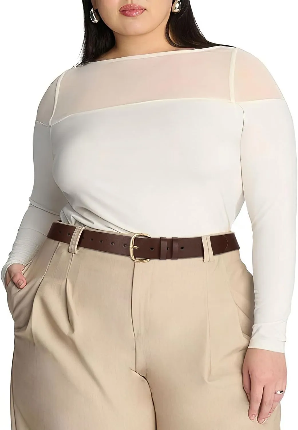 JASGOOD Women Leather Belt for Jeans Pants Gold Buckle Lady Casual Dress Waist Belt