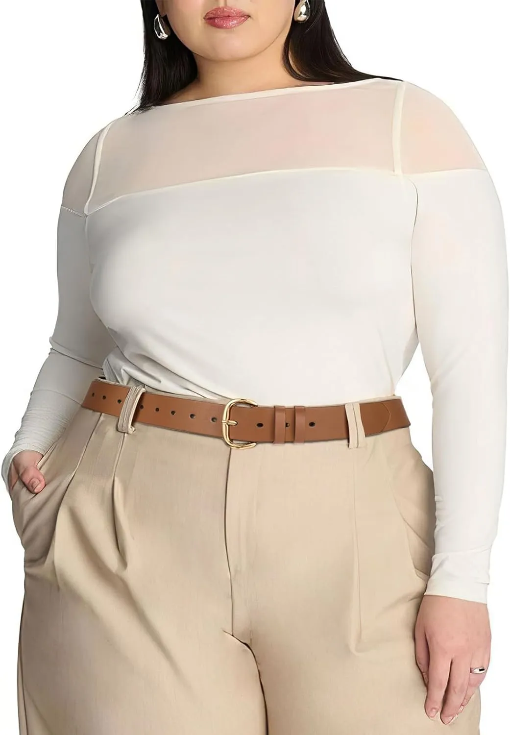 JASGOOD Women Leather Belt for Jeans Pants Gold Buckle Lady Casual Dress Waist Belt