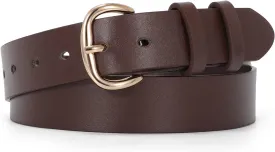 JASGOOD Women Leather Belt for Jeans Pants Gold Buckle Lady Casual Dress Waist Belt