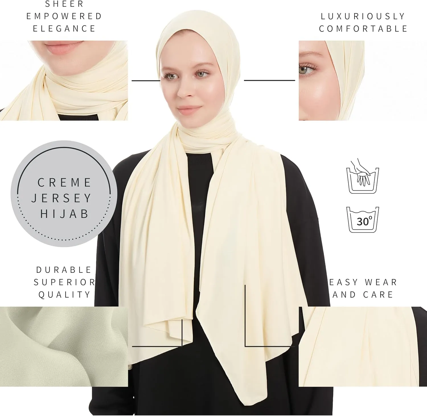 Jersey Hijab Scarf for Women - Jersey Hijab Muslim Headscarf Shawl - Lightweight Fashion Scarf Muslim Head Wrap Shawl