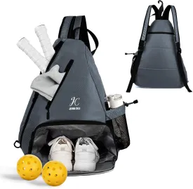 JUMO CYLY Pickleball Bag,Pickleball Bags with Shoe Compartment Adjustable,Pickleball Backpack for Men and Women,Lightweight Unisex Crossbody Casual Sling Sport Bag Fence Hook Safety Pocket