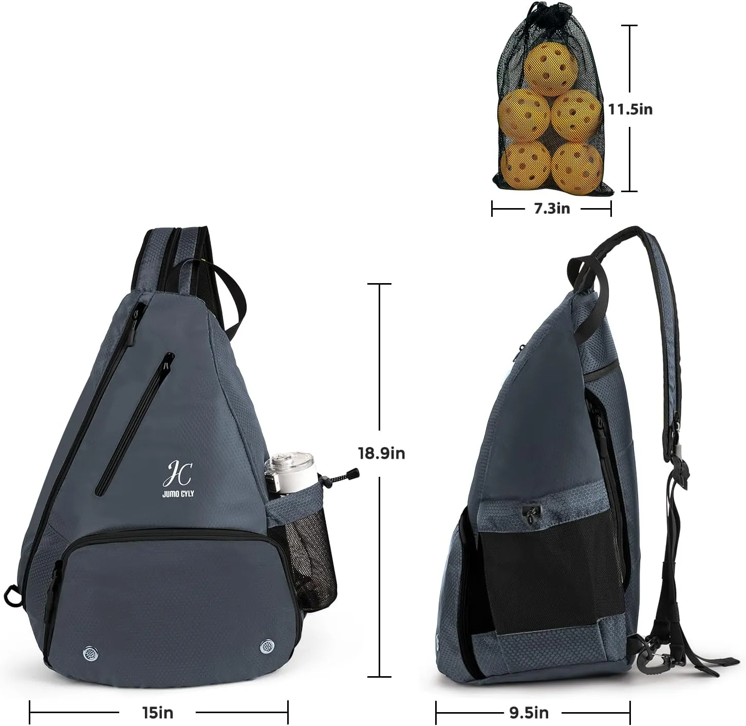 JUMO CYLY Pickleball Bag,Pickleball Bags with Shoe Compartment Adjustable,Pickleball Backpack for Men and Women,Lightweight Unisex Crossbody Casual Sling Sport Bag Fence Hook Safety Pocket