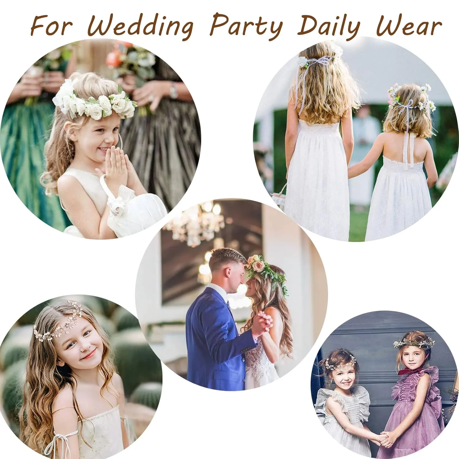 Kids' Wedding Hair Accessories - Princess Headpiece, White Flower Headband Pearl for Girls, Cute Bridal Wedding Hair Band, Women's Fashion Headbands (Blue)