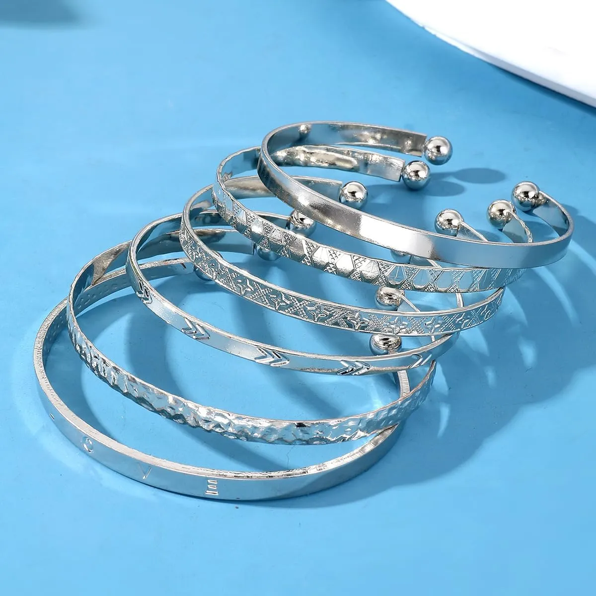 KISS WIFE Gold Bangles for Women, Open Adjustable Bangle Bracelets, Multi Layer Stackable Cuff Bracelet Set, Fashion Accessories Costume Jewelry Gift for Women