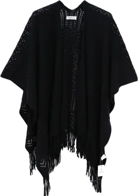 Knit Shawl Wrap for Women - Soul Young Ladies Fringe Knitted Poncho Cardigan Cape