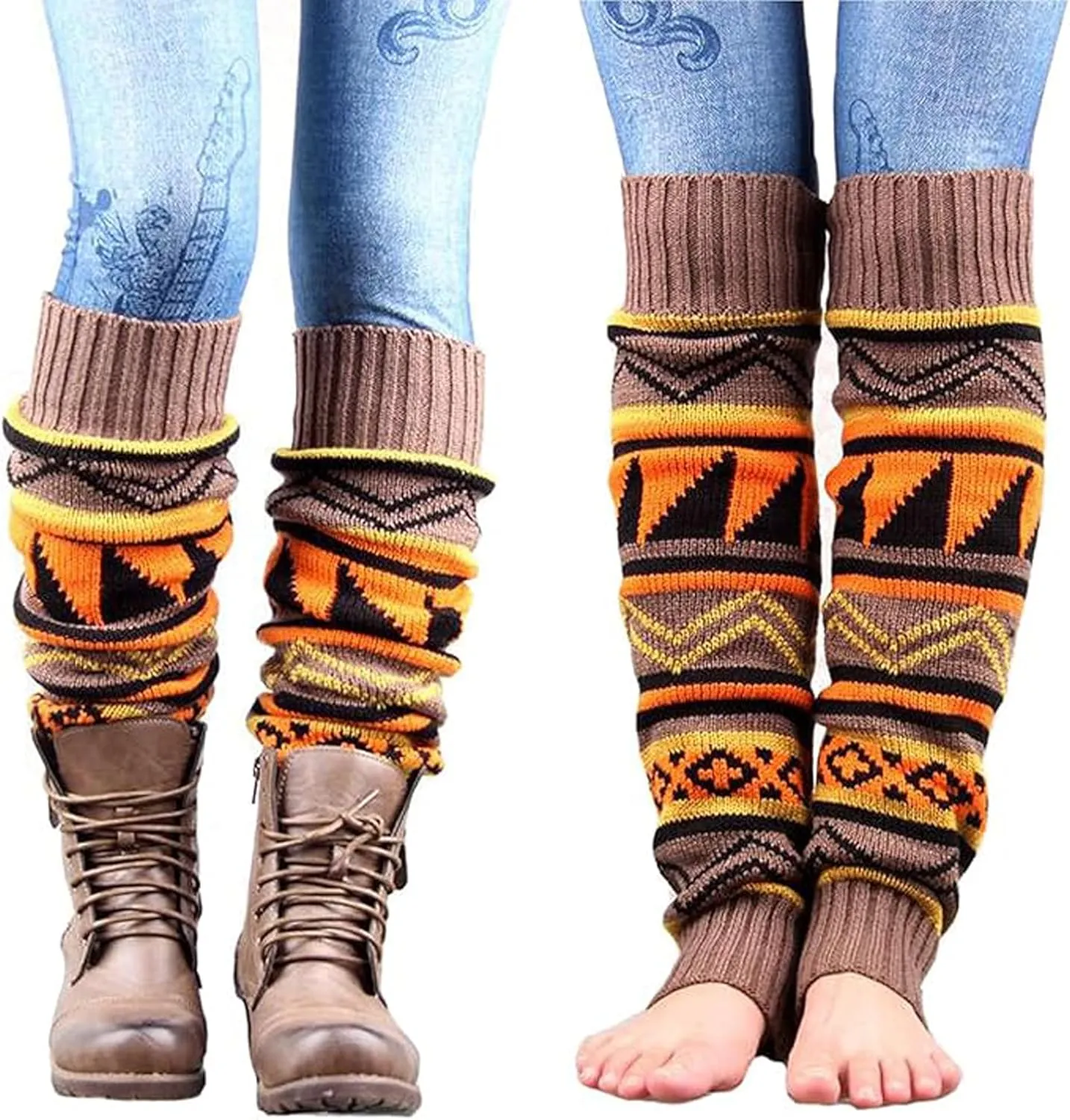 Knitted Leg Warmer for Women, 2 Pairs Knit Boot Socks Stocking Footless Yoga