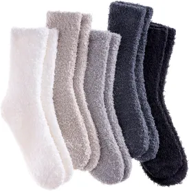 LANLEO 5/6 Pairs Womens Super Soft Fuzzy Plush Warm Winter Home Sleeping Slipper Socks