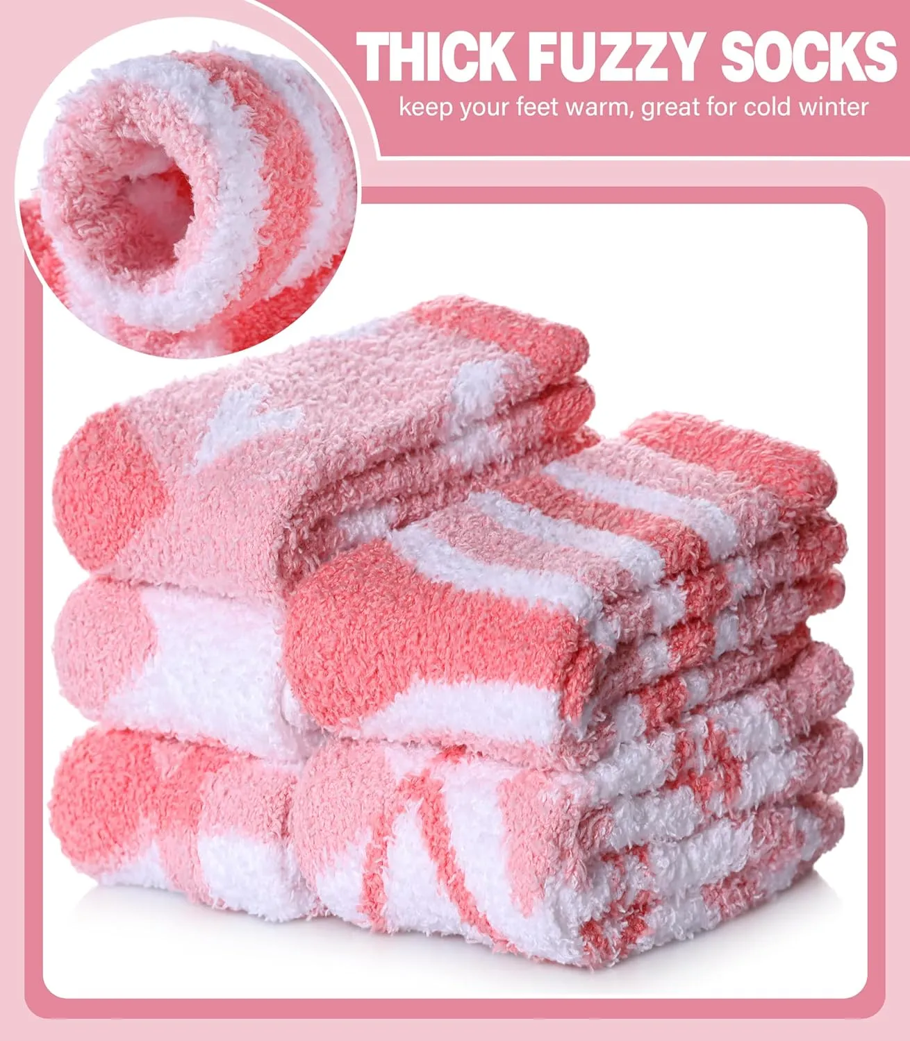 LANLEO 5/6 Pairs Womens Super Soft Fuzzy Plush Warm Winter Home Sleeping Slipper Socks