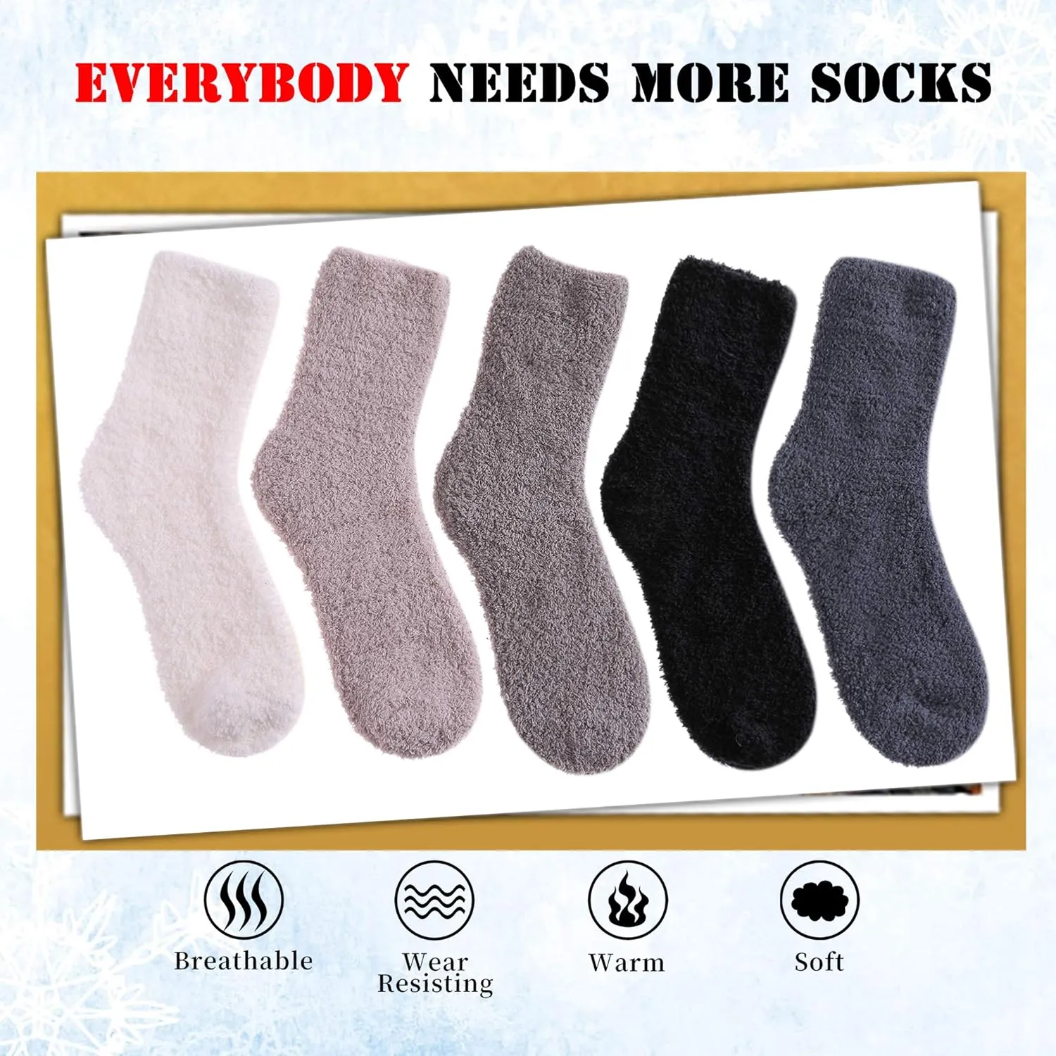 LANLEO 5/6 Pairs Womens Super Soft Fuzzy Plush Warm Winter Home Sleeping Slipper Socks