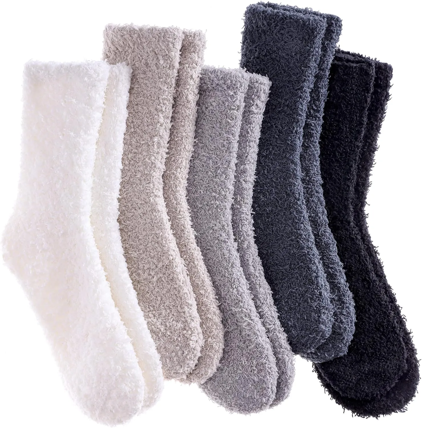 LANLEO 5/6 Pairs Womens Super Soft Fuzzy Plush Warm Winter Home Sleeping Slipper Socks