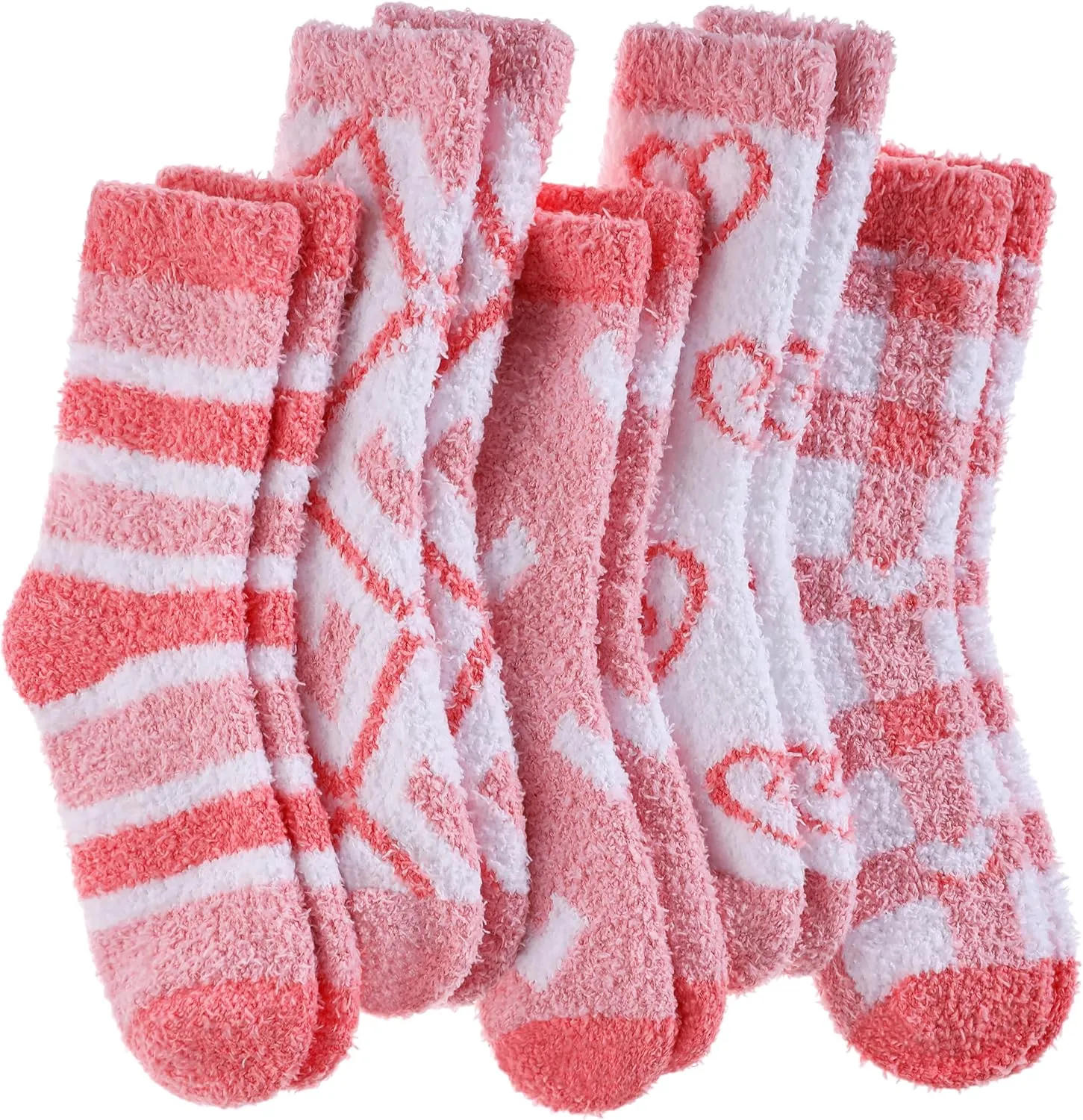 LANLEO 5/6 Pairs Womens Super Soft Fuzzy Plush Warm Winter Home Sleeping Slipper Socks