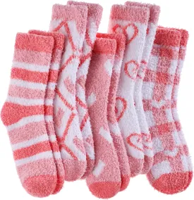 LANLEO 5/6 Pairs Womens Super Soft Fuzzy Plush Warm Winter Home Sleeping Slipper Socks
