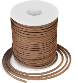 Leather String, Flat Suede Cord Faux Leather Cord Thin Leather Lace for Bracelets, Necklaces, Jewelry Making and Art Crafts (2.7 MM Brown)
