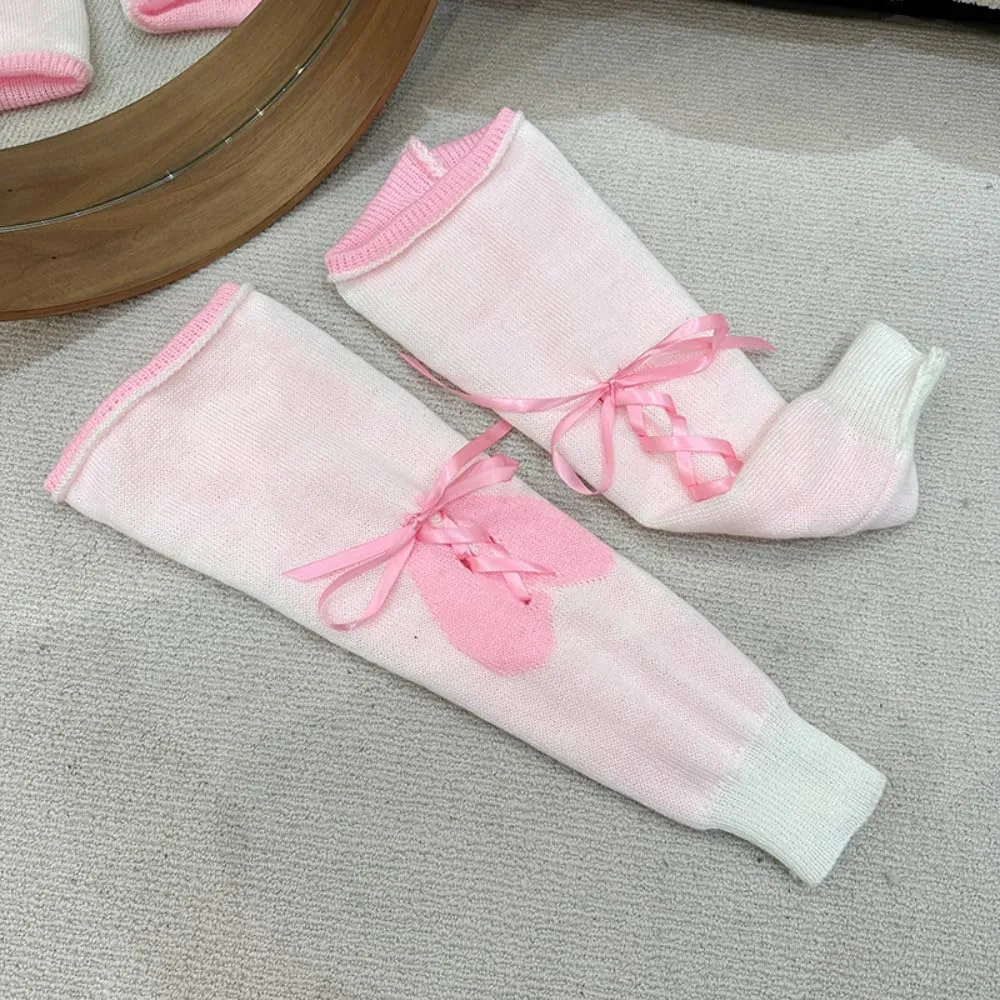 Leg Warmer Leg Socks Lolita Love Sweet Knitted Leg Calf Cute Ribbon JK Spicy Girl
