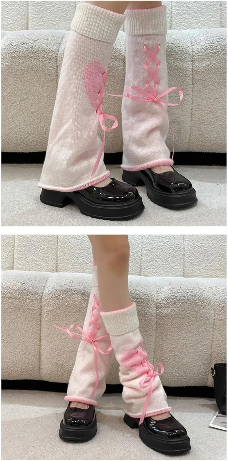 Leg Warmer Leg Socks Lolita Love Sweet Knitted Leg Calf Cute Ribbon JK Spicy Girl
