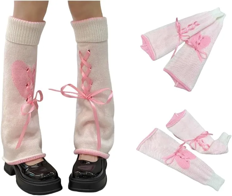 Leg Warmer Leg Socks Lolita Love Sweet Knitted Leg Calf Cute Ribbon JK Spicy Girl