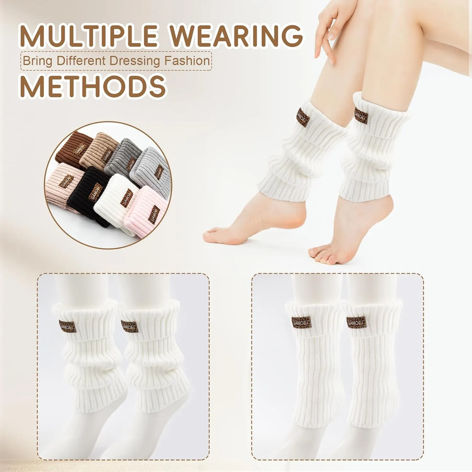 Leg Warmers for Women Ankle Warmers Winter Leg Warmer Socks Girls Knit Leg Warmer Cute Ribbed Warm Long Socks Boots