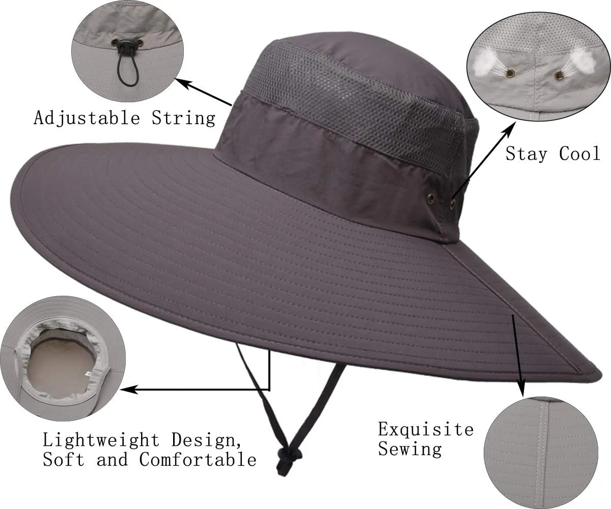 Leotruny Super Wide Brim Bucket Hat UPF50  Waterproof Sun Hat for Fishing Hiking Camping
