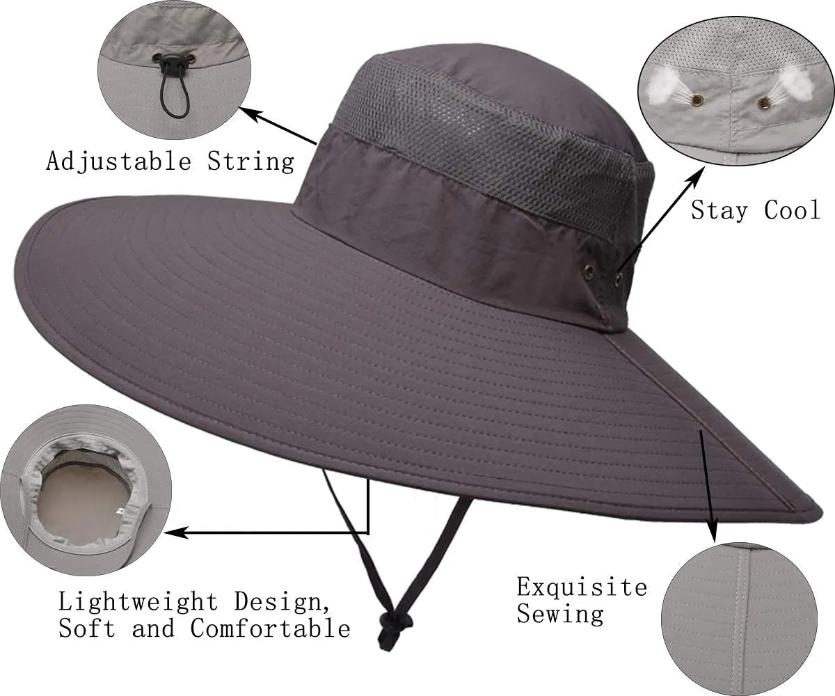 Leotruny Super Wide Brim Bucket Hat UPF50  Waterproof Sun Hat for Fishing Hiking Camping