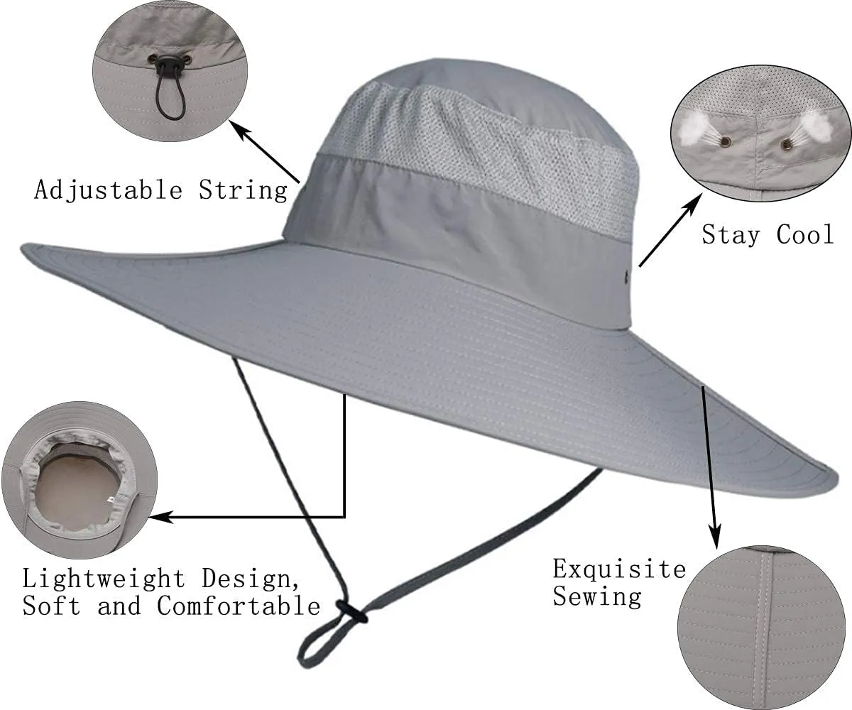 Leotruny Super Wide Brim Bucket Hat UPF50  Waterproof Sun Hat for Fishing Hiking Camping