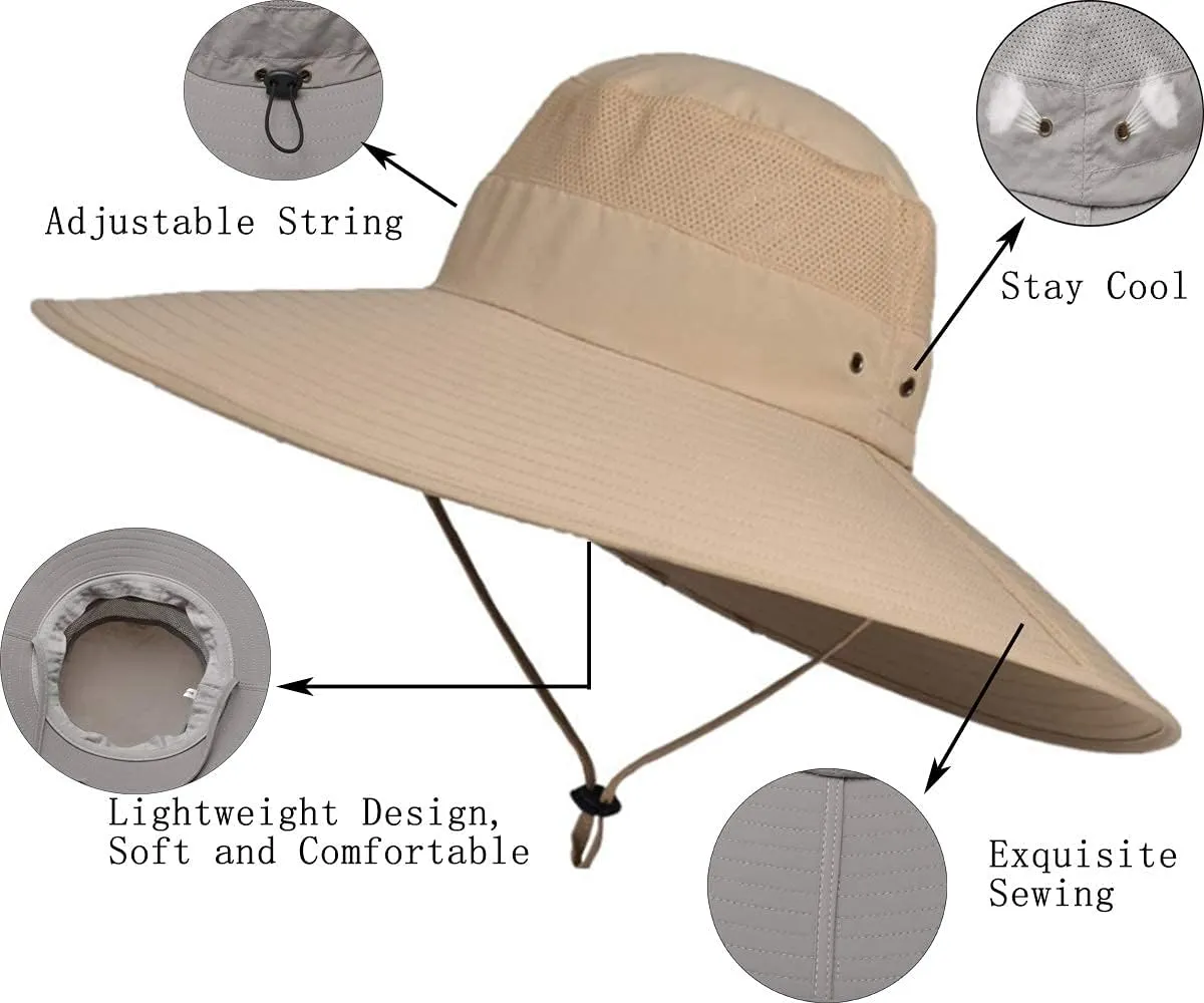 Leotruny Super Wide Brim Bucket Hat UPF50  Waterproof Sun Hat for Fishing Hiking Camping