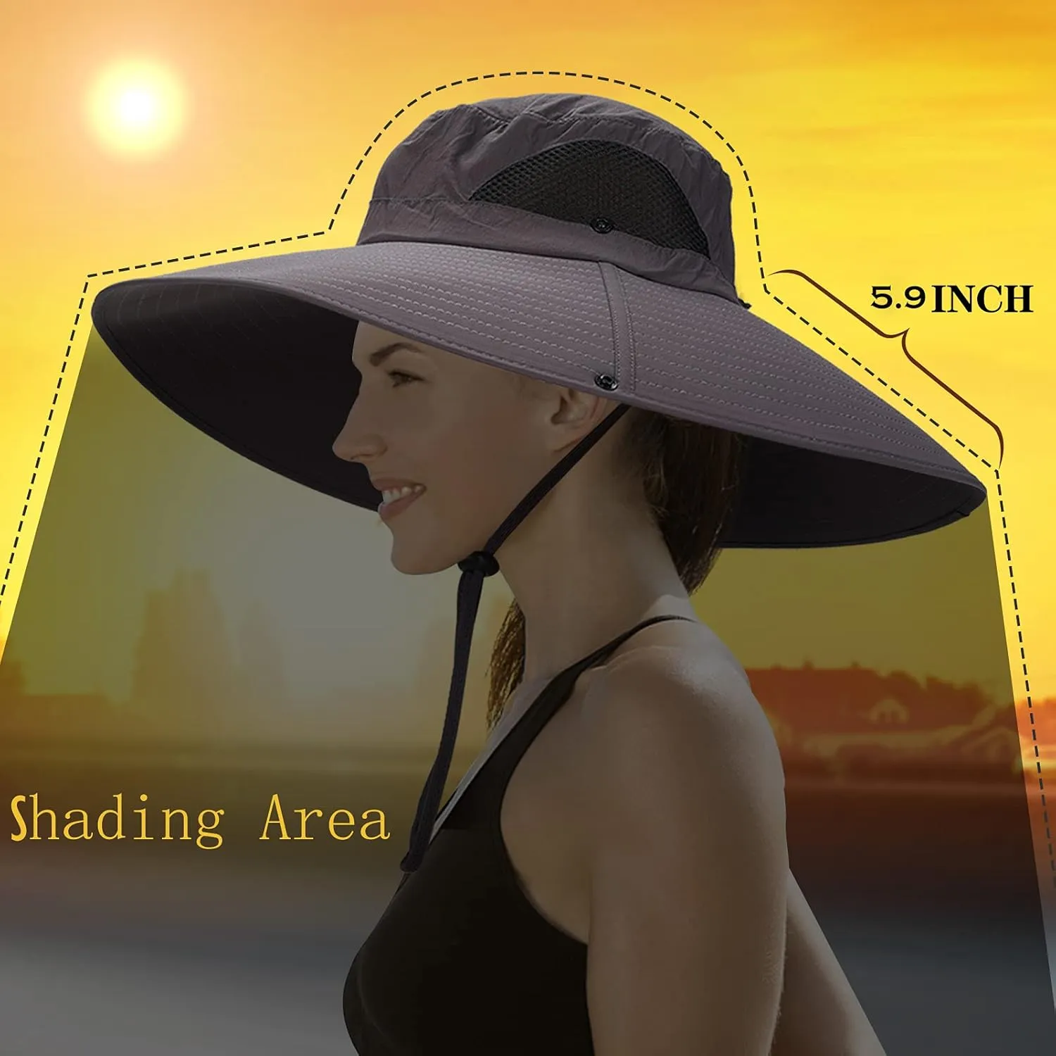 Leotruny Women Super Wide Brim Sun Hat UPF50  Waterproof Bucket Hat for Fishing, Hiking, Camping