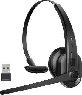 LEVN Wireless Headset with Mic for Work, Bluetooth 5.3 Headset with Microphone (AI Noise Cancelling), Wireless Headphones with Mic & Mute Button for Work from Home/PC/Call Center/Computer/Laptop/Teams