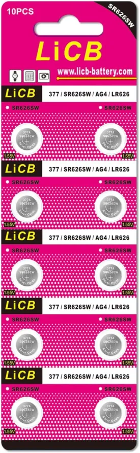 LiCB 10 Pack SR626SW 377 Watch Battery,Long-Lasting & Leak-Proof,High Capacity Silver Oxide 1.55V Button Cell Batteries for Watch