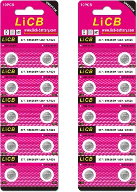 LiCB 20 Pack SR626SW 377 626 Watch Battery 1.5V Button Cell Batteries