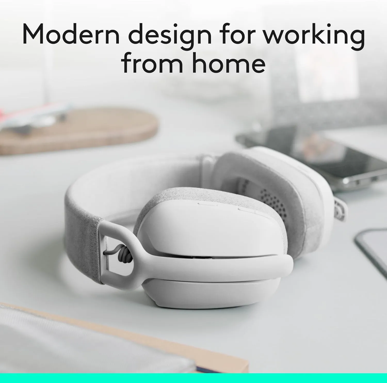 Logitech Zone Vibe 100 Lightweight Wireless Over Ear Headphones with Noise Canceling Microphone, Advanced Multipoint Bluetooth Headset, Works with Teams, Google Meet, Zoom, Mac/PC - Off White