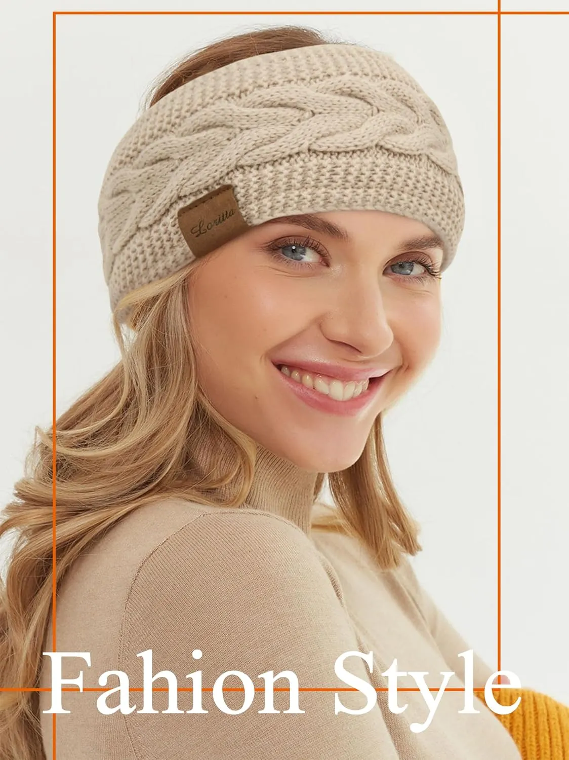 Loritta 4 Pack Womens Winter Headbands Fuzzy Fleece Lined Ear Warmer Cable Knit Thick Warm Crochet Headband Gifts