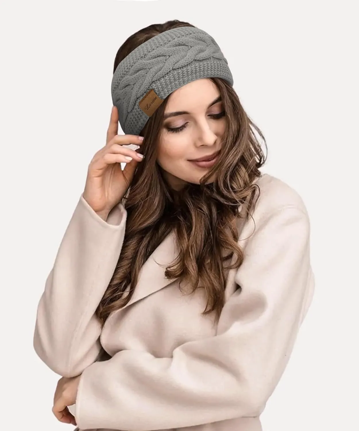 Loritta 4 Pack Womens Winter Headbands Fuzzy Fleece Lined Ear Warmer Cable Knit Thick Warm Crochet Headband Gifts